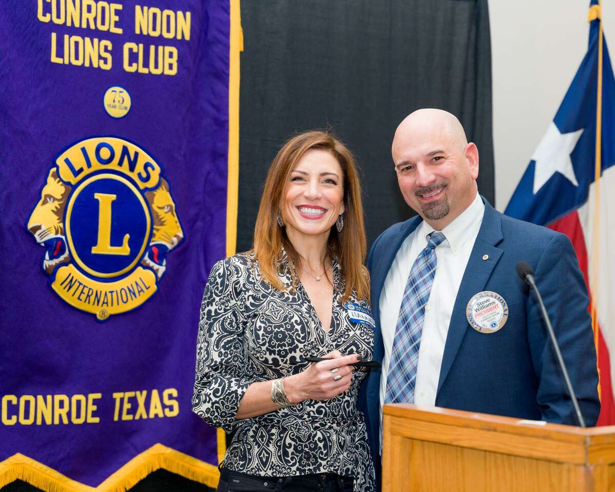 New Year, New Goals - Life Coach Hannah Wilner (l) started off 2022 at the Conroe Noon Lions Club by discussing goal setting and inspiring President Steve Williams (r) on ways to reach the club’s goals of ‘Growth, Fulfillment, and Fun’.