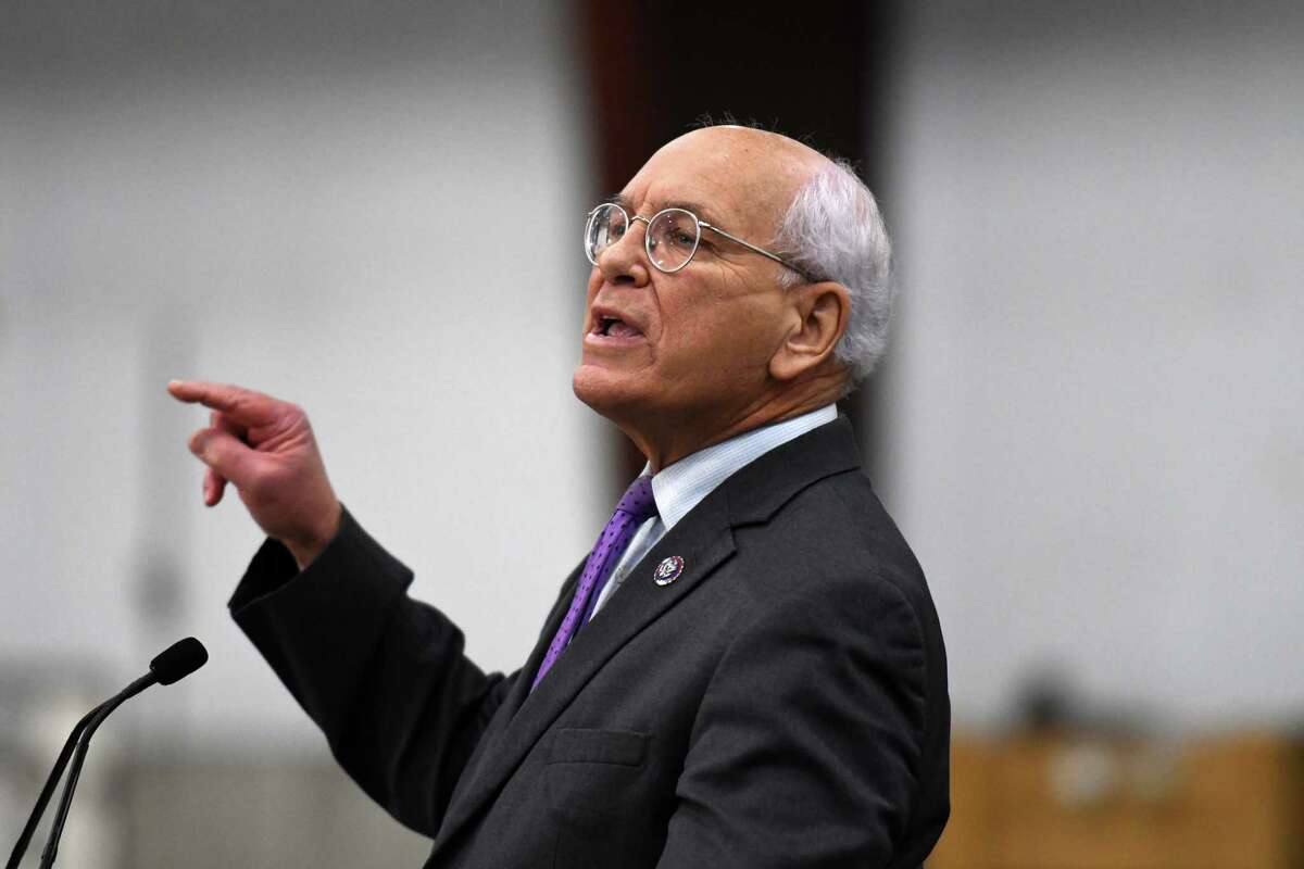 U.S. Re. Paul Tonko addresses the audience during a visit to the Port of Albany from U.S. Secretary of Energy Jennifer Granholm on Friday, Jan. 14, 2022, in Albany, N.Y.