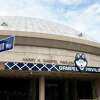 The Harry A. Gampel Pavilion is located on Jim Calhoun Way on the main campus of the University of Connecticut in Storrs, Conn., on June 9, 2021. The road is named after the former UConn men's basketball coach.