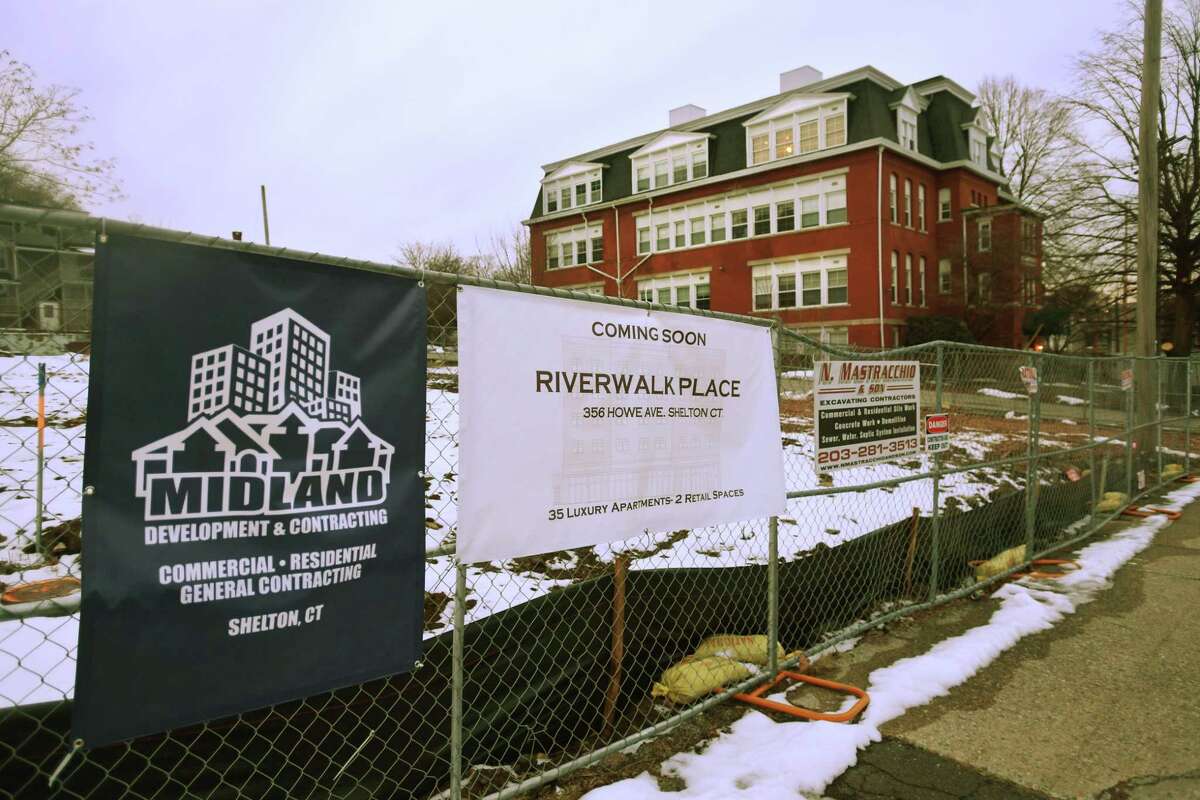 The site of the planned Riverwalk Place development at 356 Howe Avenue in Shelton, Conn. on Friday, January 14, 2021.