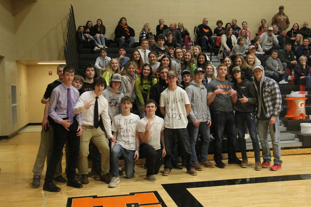 Ubly's Student Section cheers on their Bearcats.