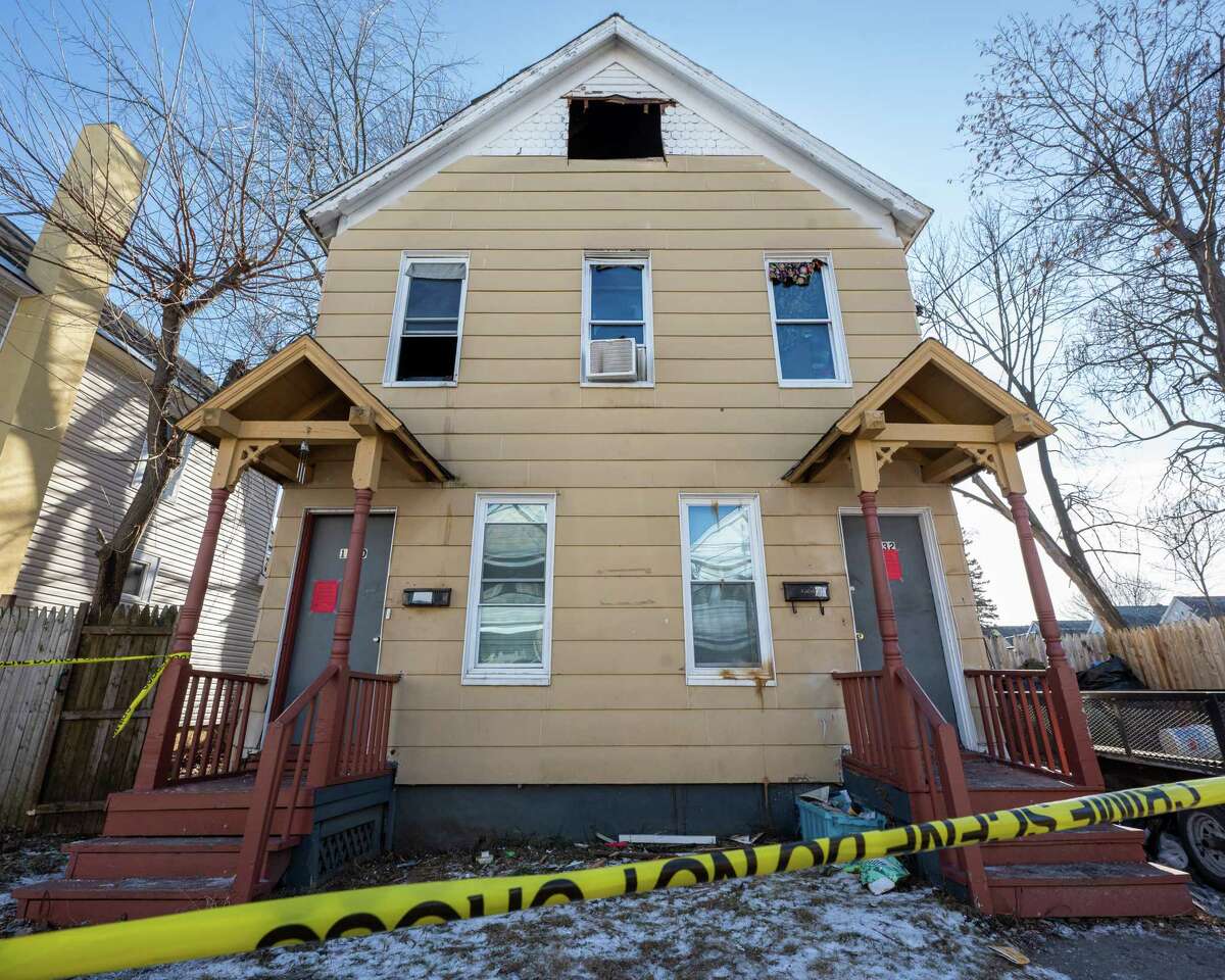 The scene of a fire at 1132 Sixth Ave. in Schenectady, NY, that claimed the life of 4-year-old child on Saturday, Jan. 15, 2022. (Jim Franco/Special to the Times Union)