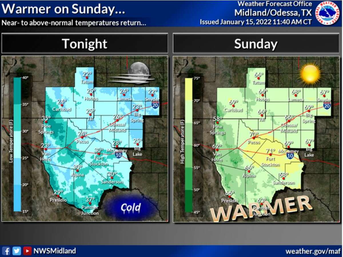 After a cold night, near- to above-normal temperatures are expected Sunday.
