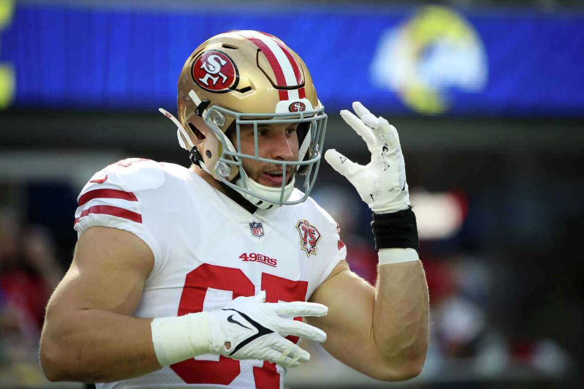 Defensive end Nick Bosa of the San Francisco 49ers on the field News  Photo - Getty Images