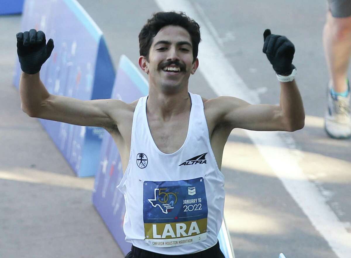 Frank Lara finished Sunday's Aramco Half Marathon in 1:02:00. 