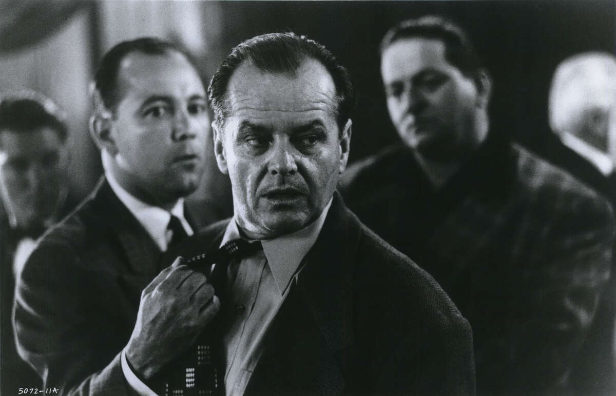 Jack Nicholson flanked by Ruben Blades, left, and the imposing but slightly fuzzed-out figure of Schenectady native Paul DiCocco Jr. in "The Two Jakes," the Nicholson-directed 1990 sequel to "Chinatown." DiCocco drove Nicholson around the Capital Region during the filming of "Ironweed."