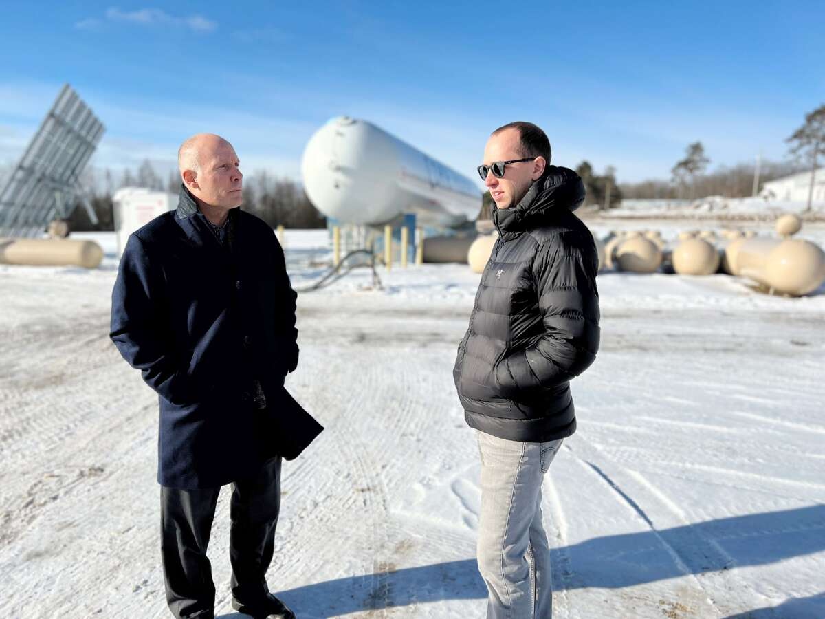 Congressman John Moolenaar is pictured touring Coyne Oil & Propane with Dan Coyne.
