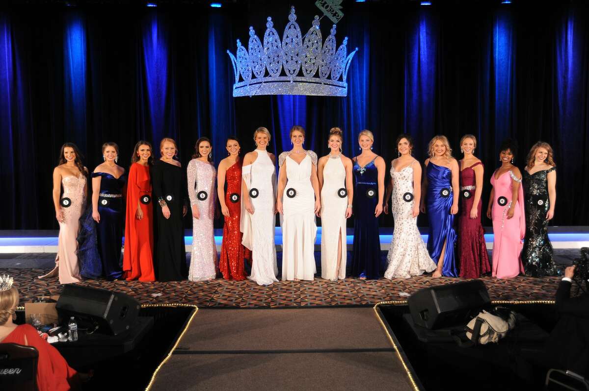 The top 15 finalists during the Miss Illinois County Fair Queen Pageant included Miss Greene County Fair Lydia Lansaw, second from left.  