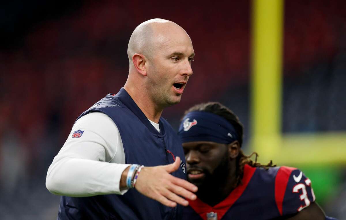 Executive vice president of football operations Jack Easterby of the Houston Texans greets players before the game against the Carolina Panthers at NRG Stadium on September 23, 2021 in Houston, Texas. (Photo by Tim Warner/Getty Images)