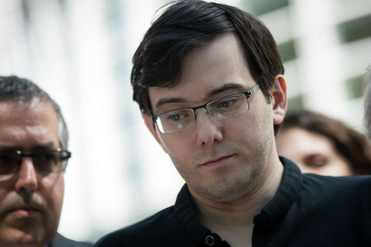 FILE — Former pharmaceutical executive Martin Shkreli pauses while speaking to the press after the jury issued a verdict in his case. (Photo by Drew Angerer/Getty Images)