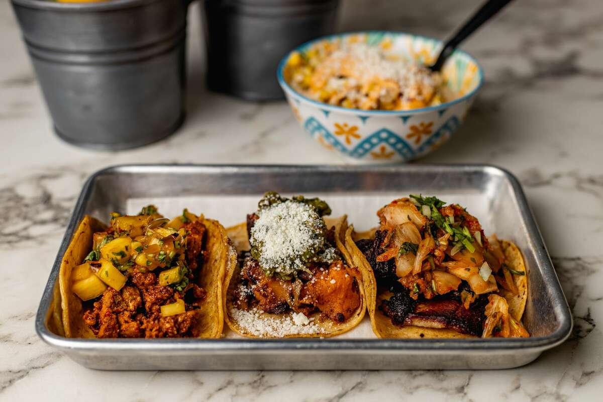 A selection of tacos from Don Rene Taqueria in Milford on Jan. 4, 2022. Left to right: Pork Belly taco, Butternut Squash taco, Pork Pastor Taco.