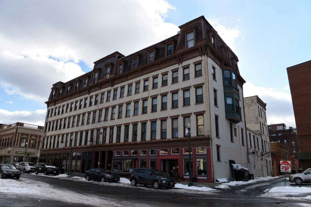 The Cannon Building on Tuesday, Jan. 18, 2022, at Monument Square in Troy, N.Y. Apartments are planned for the upper floors to replace existing office space, a reflection of downtown apartment demand.