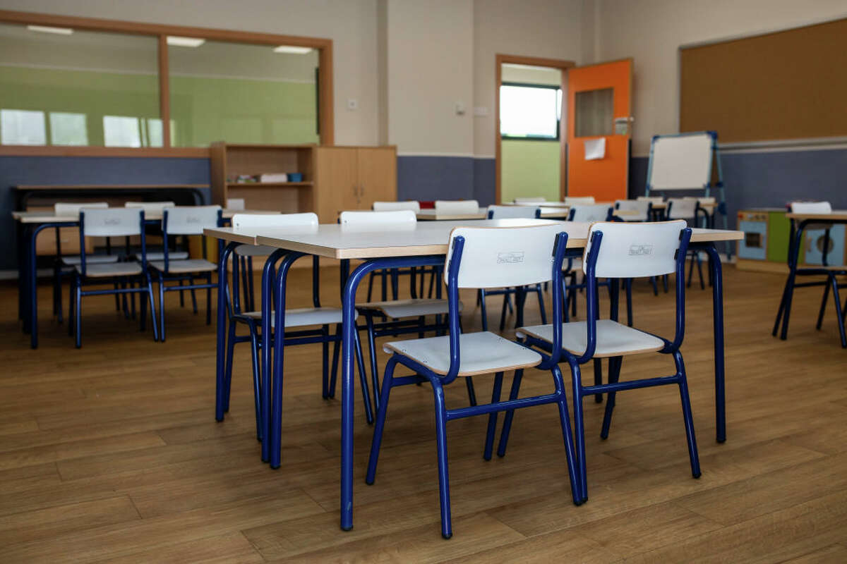 One of the classrooms of the Nuria Espert public school, in the Hortaleza district of Madrid, Spain, on Aug. 26, 2021. (Photo By Alejandro Martinez Velez/Europa Press via Getty Images)