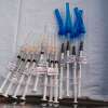 Pfizer-BioNTech Covid-19 vaccine syringes at a Covid-19 vaccination site  in San Francisco, Calif. on Jan. 10, 2022.