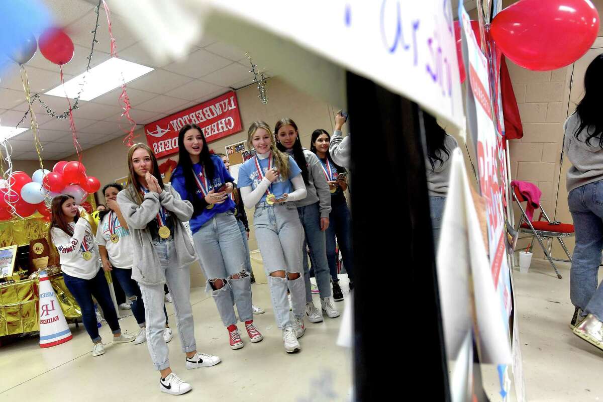Lumberton cheerleaders celebrate state championship