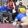 Shaker High wrestling coach Brandon Guthrie during the Section II, Division I Dual Championship at Burnt Hills Ballston Lake High School on Tuesday, Jan. 18, 2022. (Jim Franco/Special to the Times Union)