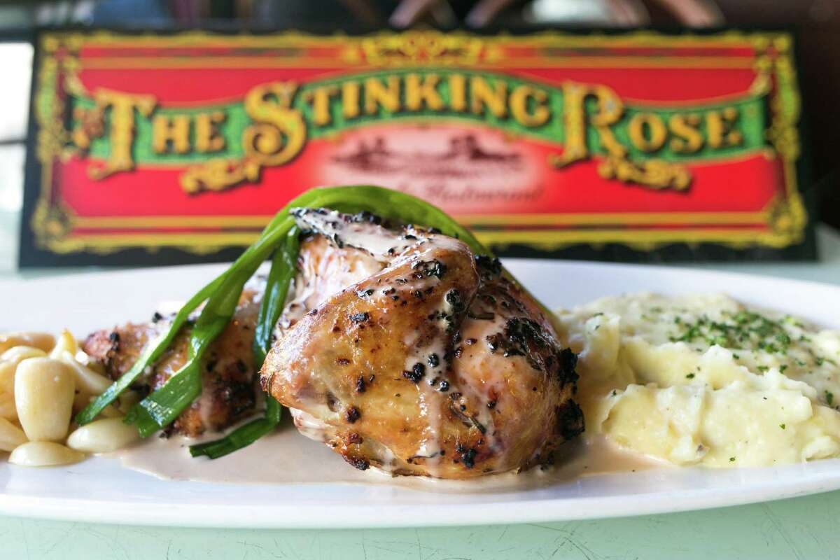 The 40-clove garlic chicken at the Stinking Rose, which is reopening soon at a new S.F. location.