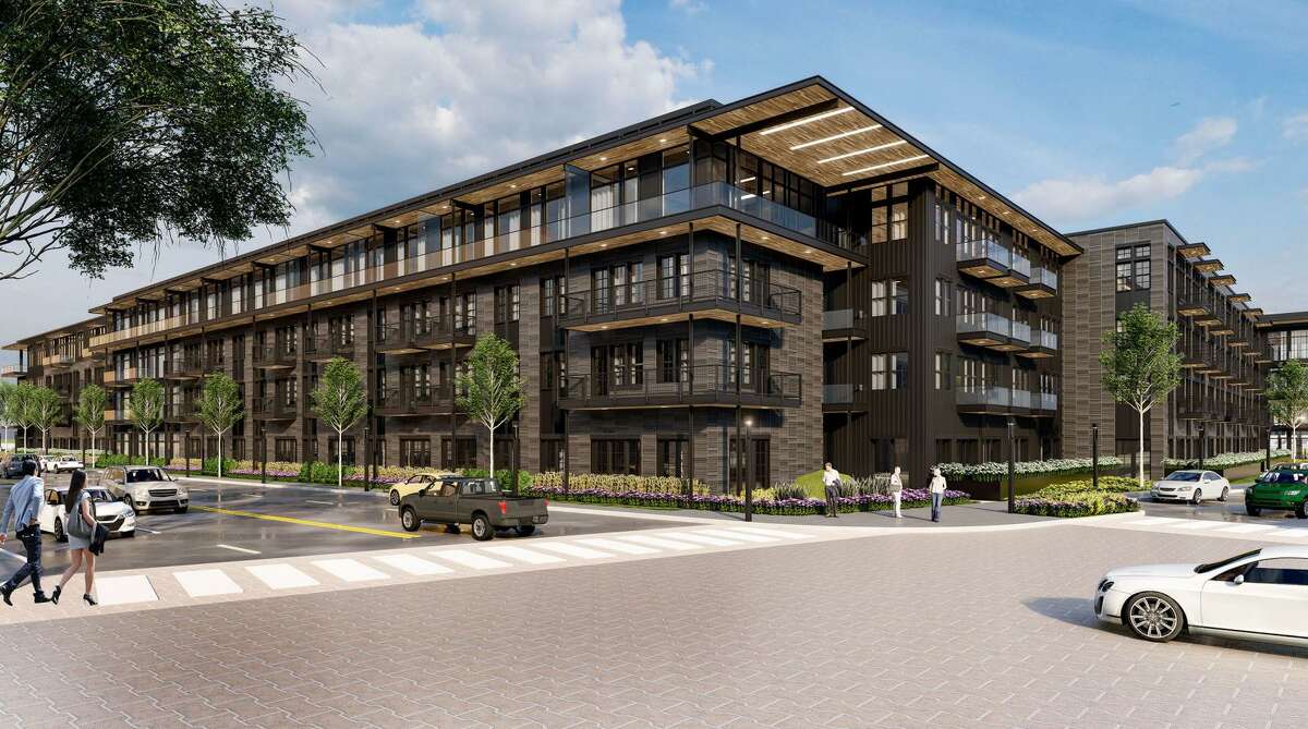 Renderings of an apartment complex proposed at 1220 E. Commerce St.