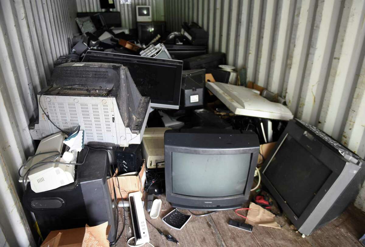 Electronics are brought to a recycling center in this 2018 photo.