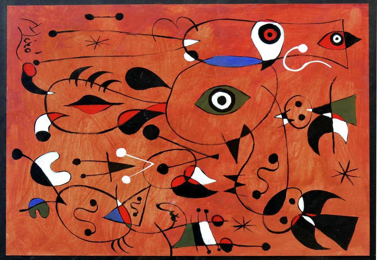 The Woodlands Art League receives art donation of one of the most recognized names in the contemporary art world, Joan Miro (1893-1983). The donated untitled piece was painted in 1949 using tempera and gouache (opaque watercolor) on paper.