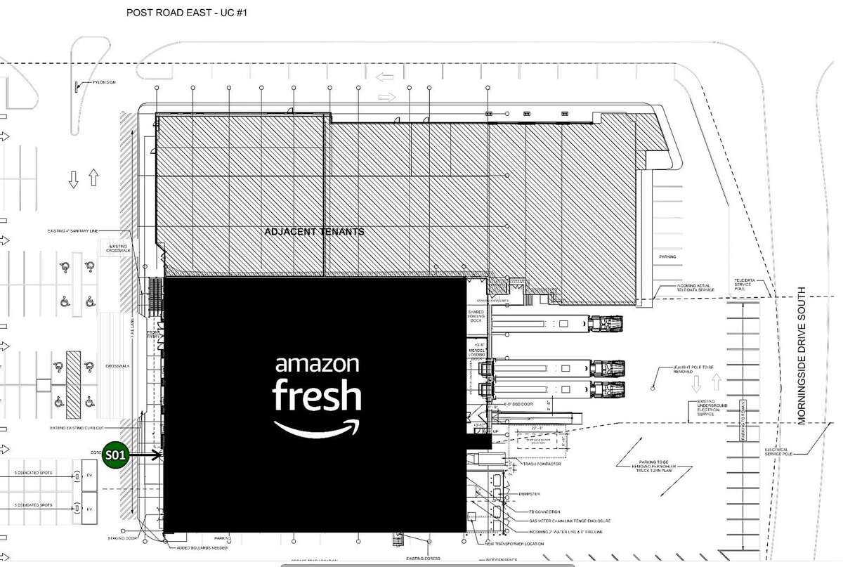 A rendering of a Amazon Fresh logo was recently filed with the town’s Architectural Review Board seeking approval to place the signage at 1076 Post Road East.