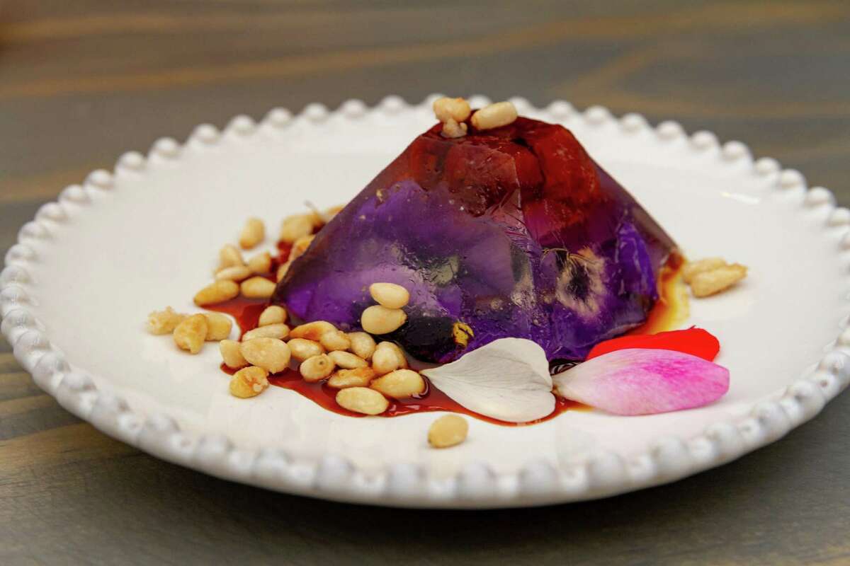 Birch sap jelly with currants from Birch & Rye, a modern Russian restaurant in Noe Valley.