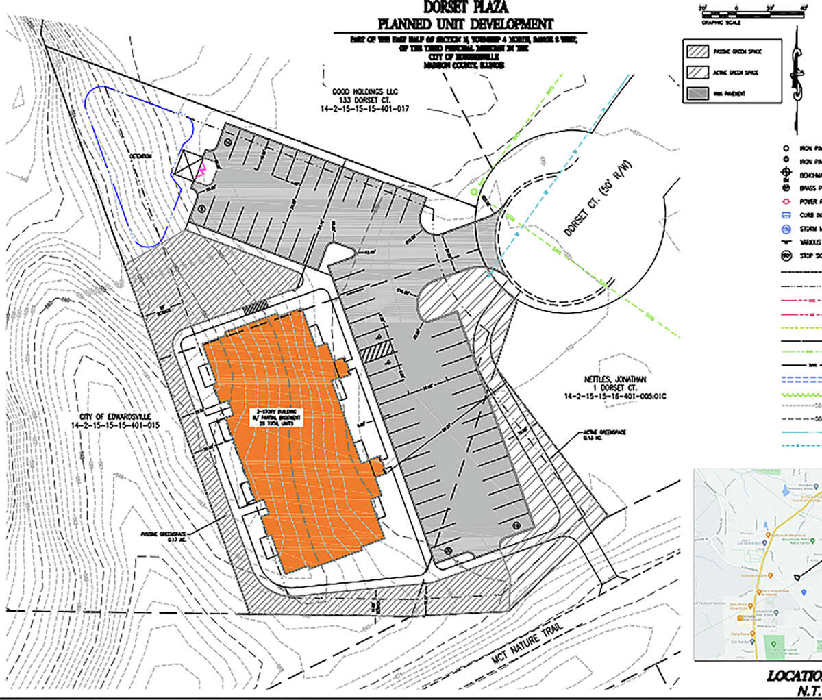 Preliminary site plan for Dorset Plaza, which would go at the end of Dorset Court, if approved later this year.