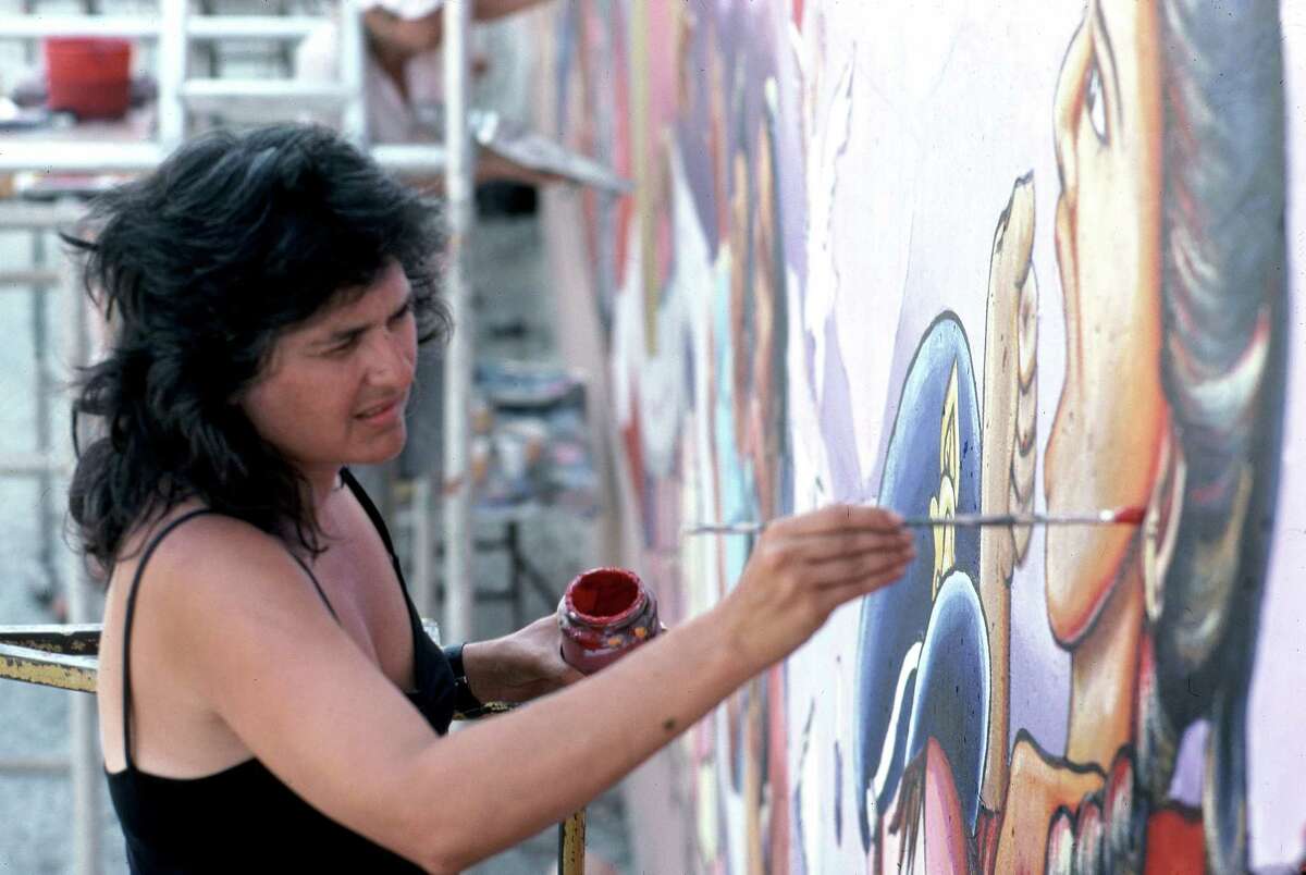 Judy Baca works on the Great Wall project in 1983.