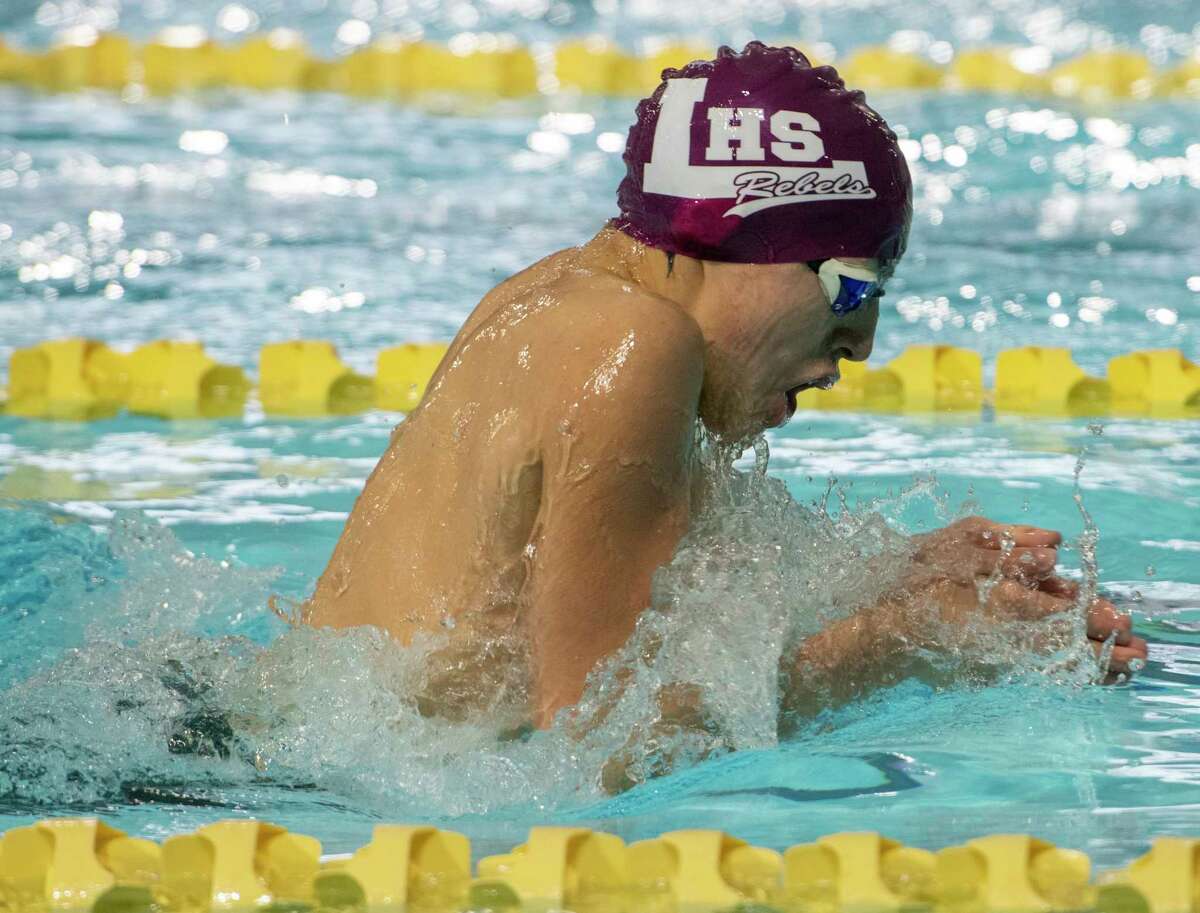 Legacy High's Gavin Rochelle competes in the boys 200 yard individual medley 01/20/2022 during the District 2-6A Championship at COM Aquatic Center. Tim Fischer/Reporter-Telegram
