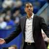 In this Feb. 15, 2018, file photo, UConn coach Kevin Ollie reacts during the second half an NCAA college basketball game against Tulsa in Hartford.