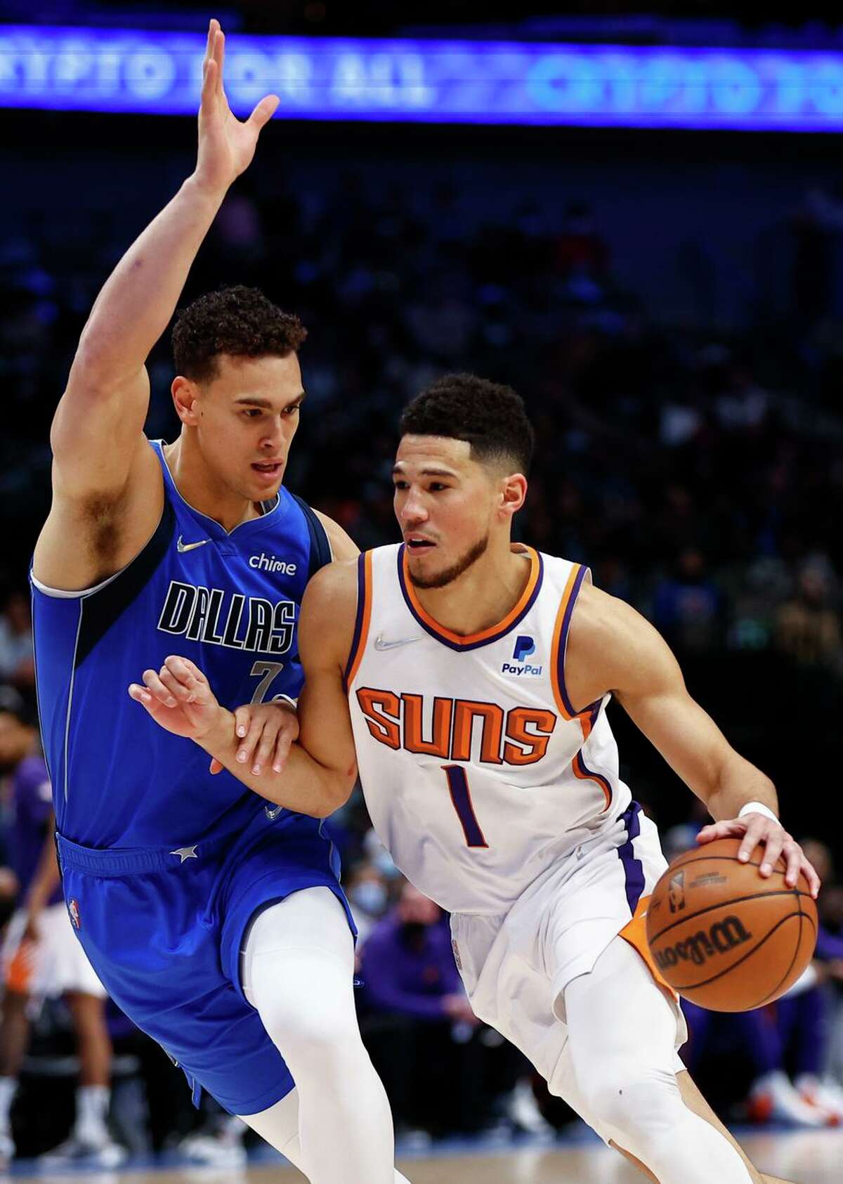 Suns guard Devin Booker had 28 points and six assists in Phoenix’s 109-101 victory over the Mavericks.