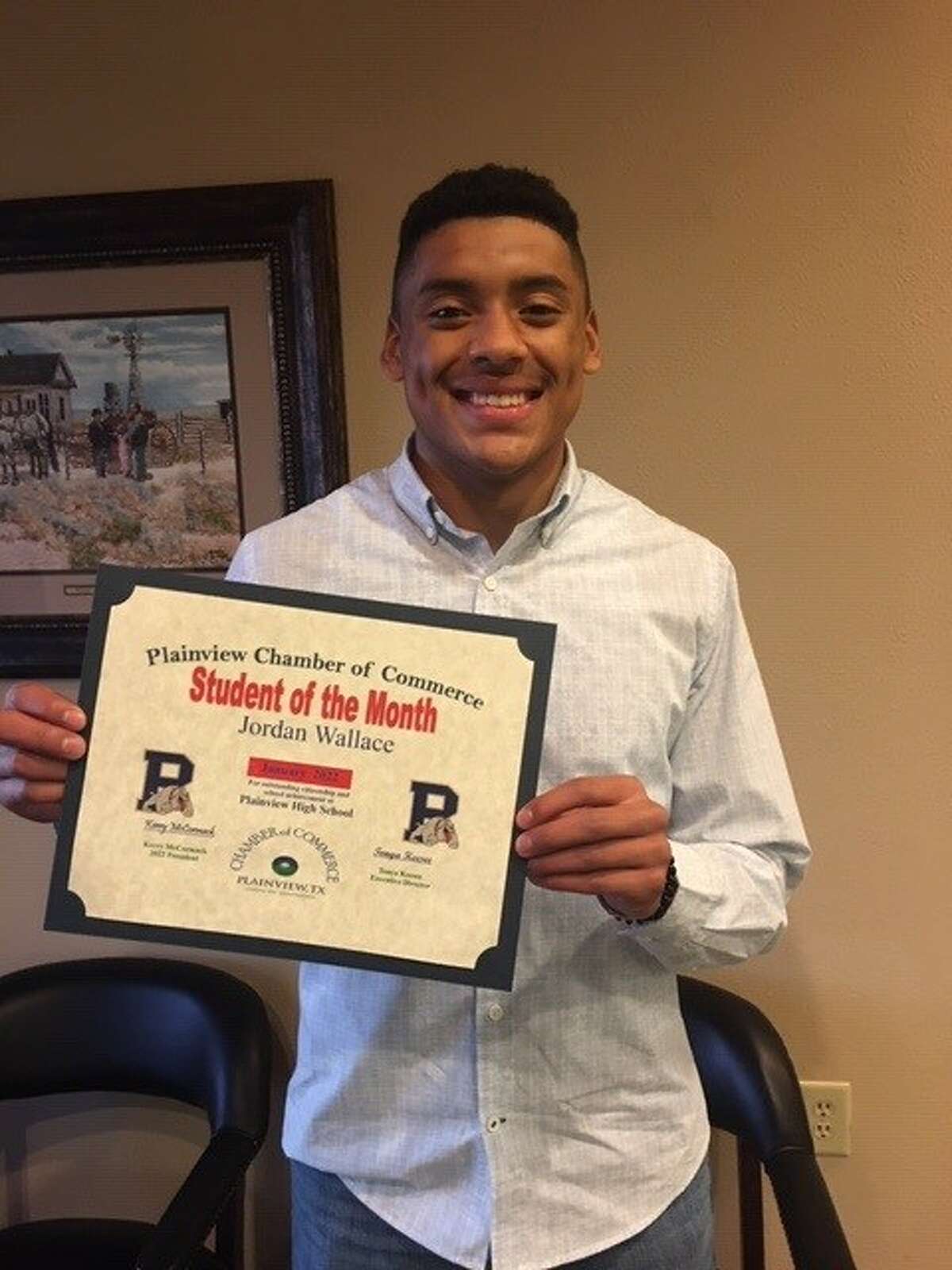 Jordan Wallace was recognized this week as the Chamber's Student of the Month for January 2022.