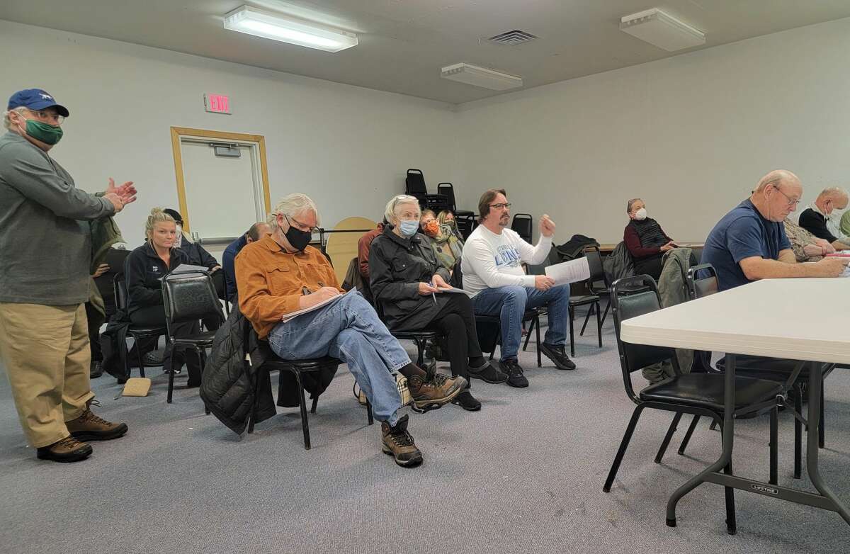 Concerned residents of Elberta and Frankfort gather at a Elberta Village Council meeting on Jan. 20 to find out more about a developer's presentation to the council. 