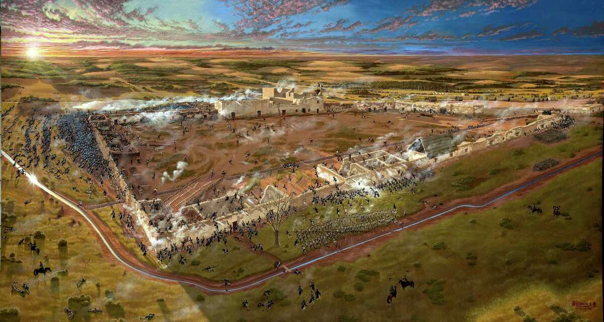 “The Storming of the Alamo, March 6, 1836,” an 8-by-15-foot painting by Georgia artist Mark Lemon, will be displayed at the new Alamo Exhibit Hall & Collections Building, targeted for completion late this year.