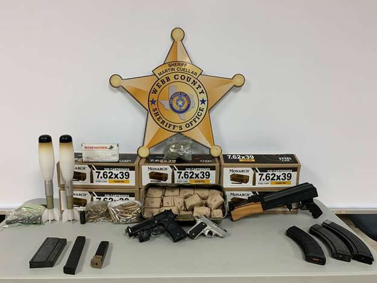 The Webb County Sheriff’s Office said they seized firearms and ammo following a traffic stop on Thursday. Authorities also recovered four stolen vehicles.
