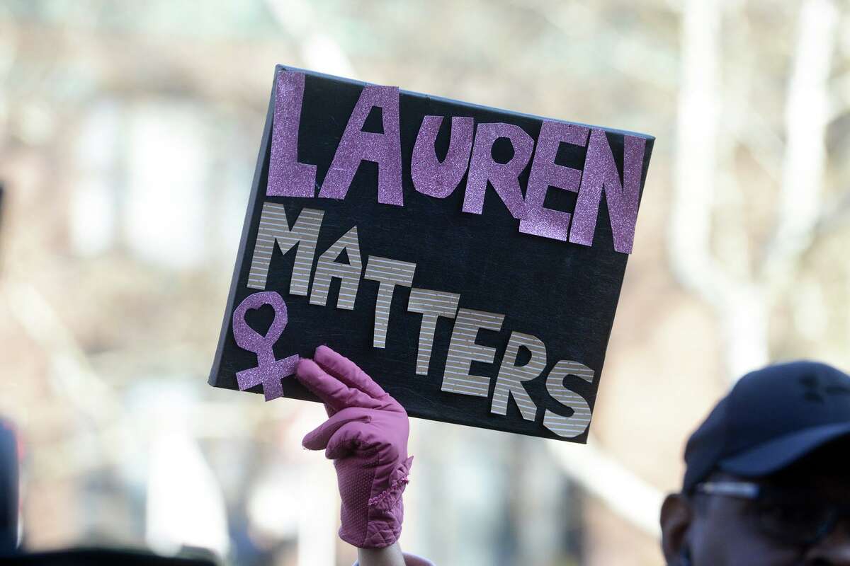 Family and friends of Lauren Smith-Fields gathered for a protest march in her memory in Bridgeport on Sunday. Smith-Fields was found dead in her Bridgeport apartment in December and her family and friends marched in her memory on Sunday, which would have been her 24th birthday.