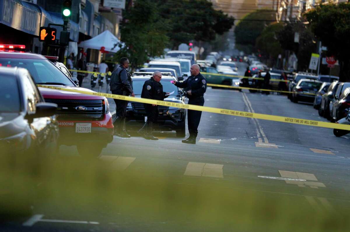 A police investigation of a scene in 2020 in San Francisco at 23rd and Mission streets after a driver hit three pedestrians.