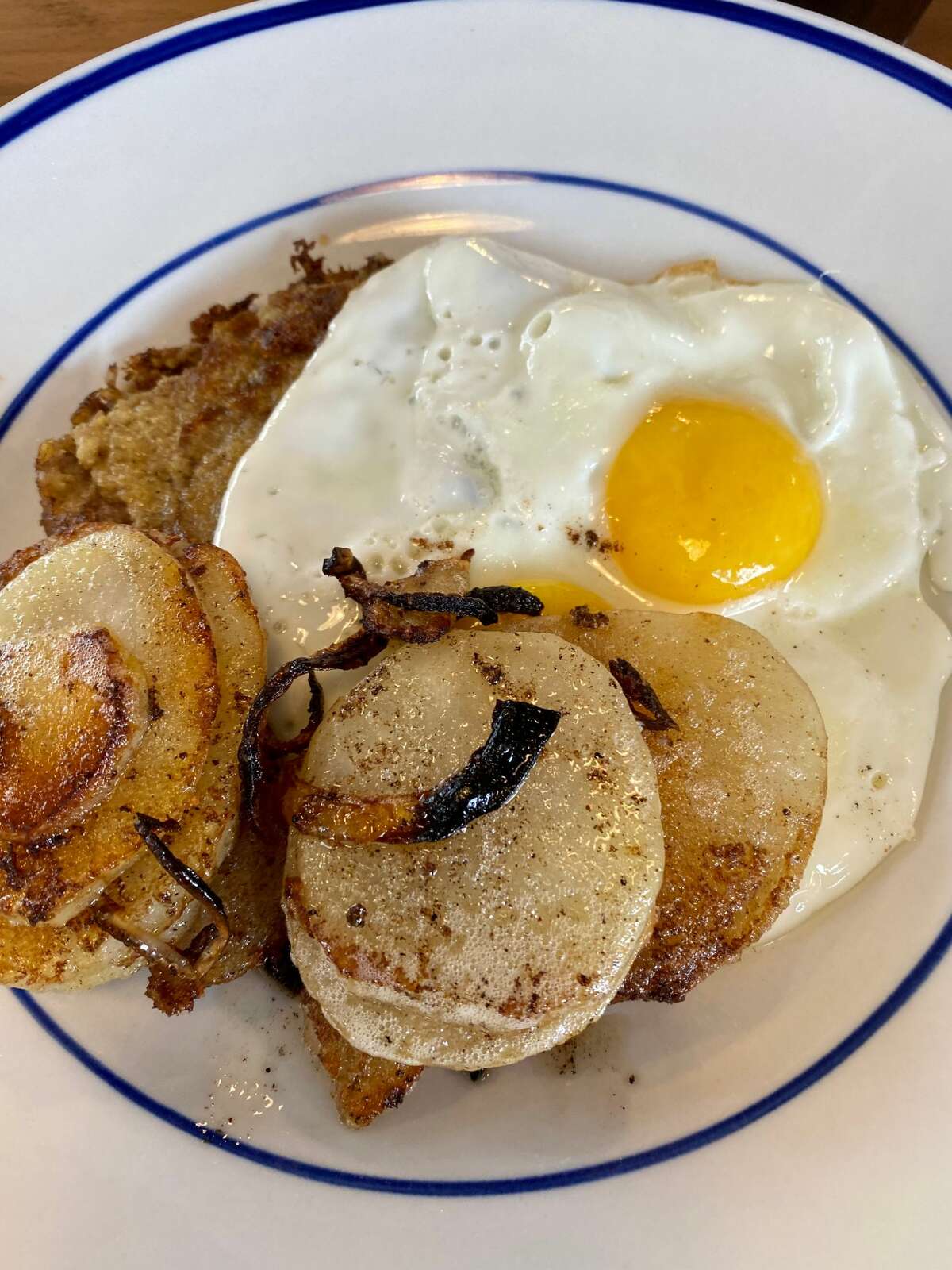 You know you want the scrapple with eggs at Cafe Mutton in Hudson. 