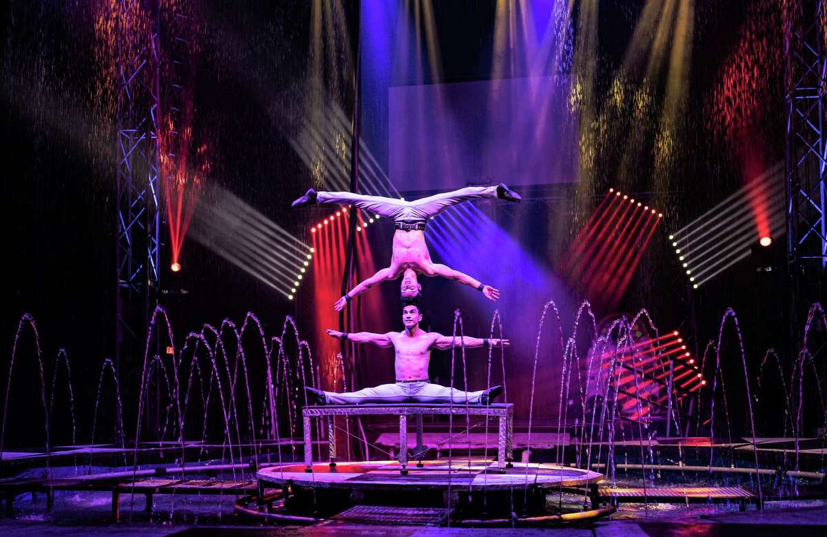 Acrobats performs in Water Circus.