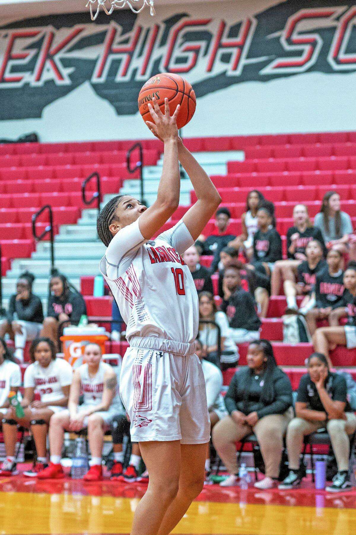 The Langham Creek girls basketball team is unbeaten in league play, as of Jan. 19, and in sole possession of first place heading in the second round of District 16-6A. The Lady Lobos are the No. 17 ranked team in the latest TABC rankings.