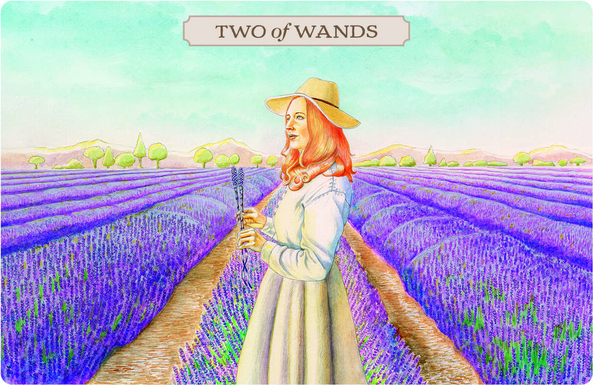 The Two Wands card from the Pastoral Tarot.