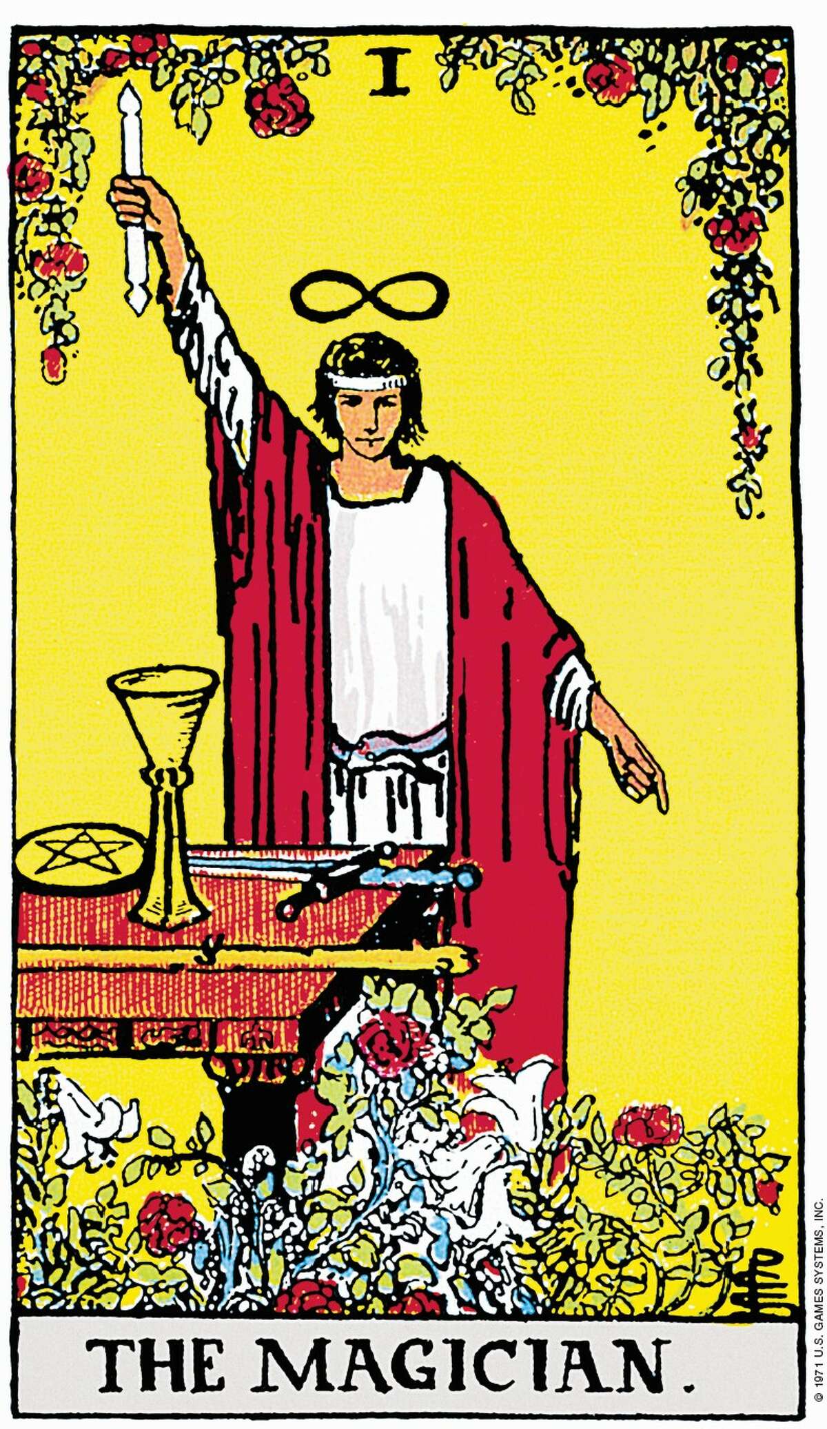Tarot cards come in a variety of designs, but the Rider-Waite deck more or less set the standard for modern day tarot.  Shown here in The Magician of the Rider-Waite Bridge.
