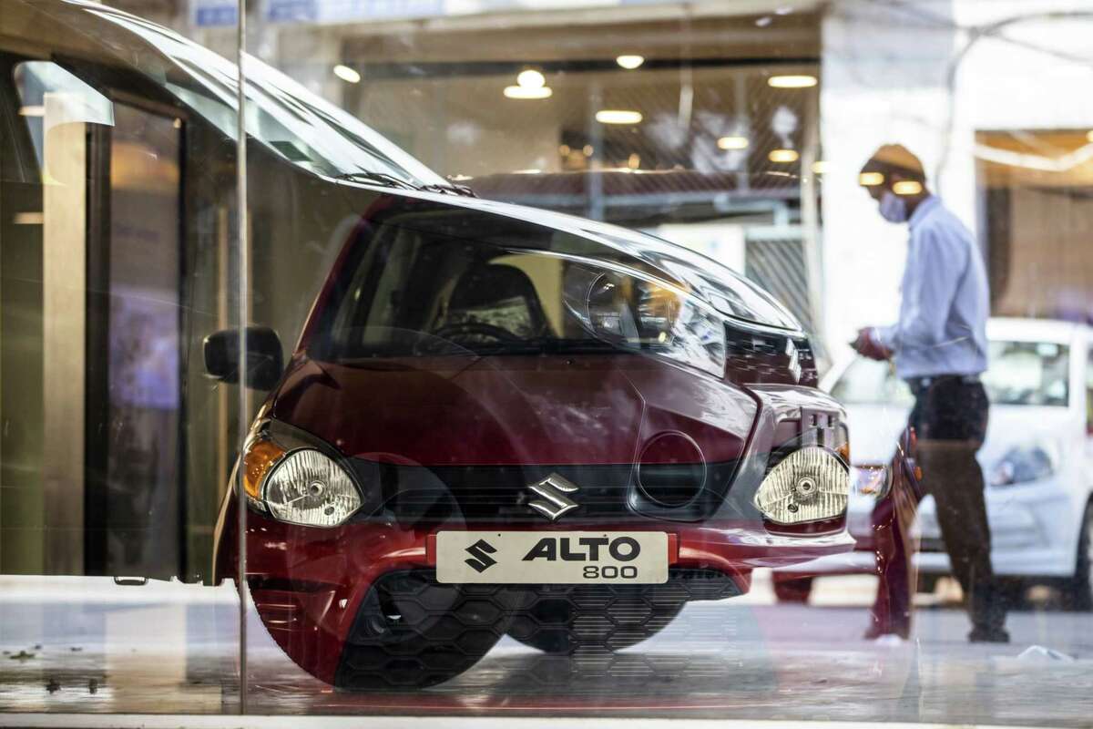 Maruti Suzuki India Ltd. Alto vehicle at one of the automaker's showrooms in New Delhi, India, on Sunday, April 4, 2021.