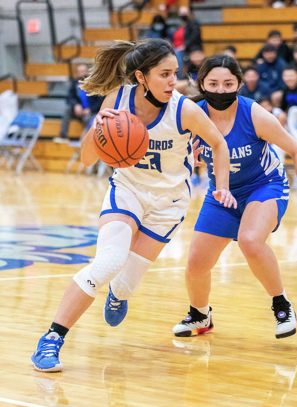 Briana Mariscal drives to the basket during a game against Veterans Memorial High School, Saturday, Jan. 22, 2022.