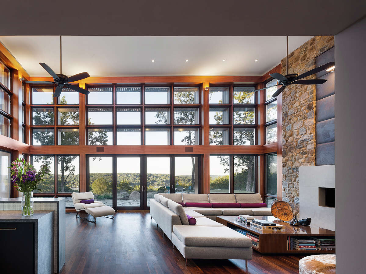 The living room in the home on 274 Joshuatown Road in Lyme, Conn. 