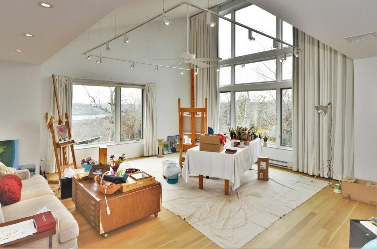 The lounge area in the home on 274 Joshuatown Road in Lyme, Conn. 