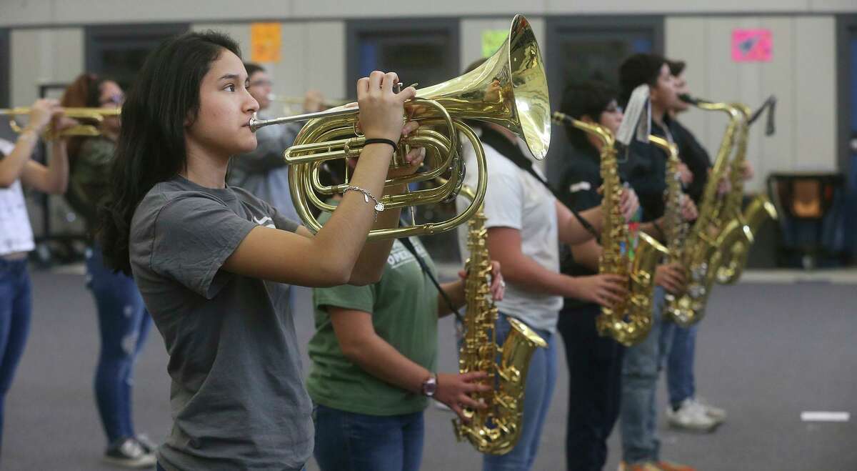 Music students practice at John Jay High School's fine arts building weeks before a 2018 bond election that gave Northside ISD almost $850 million to update and rebuild that facility and many others.
