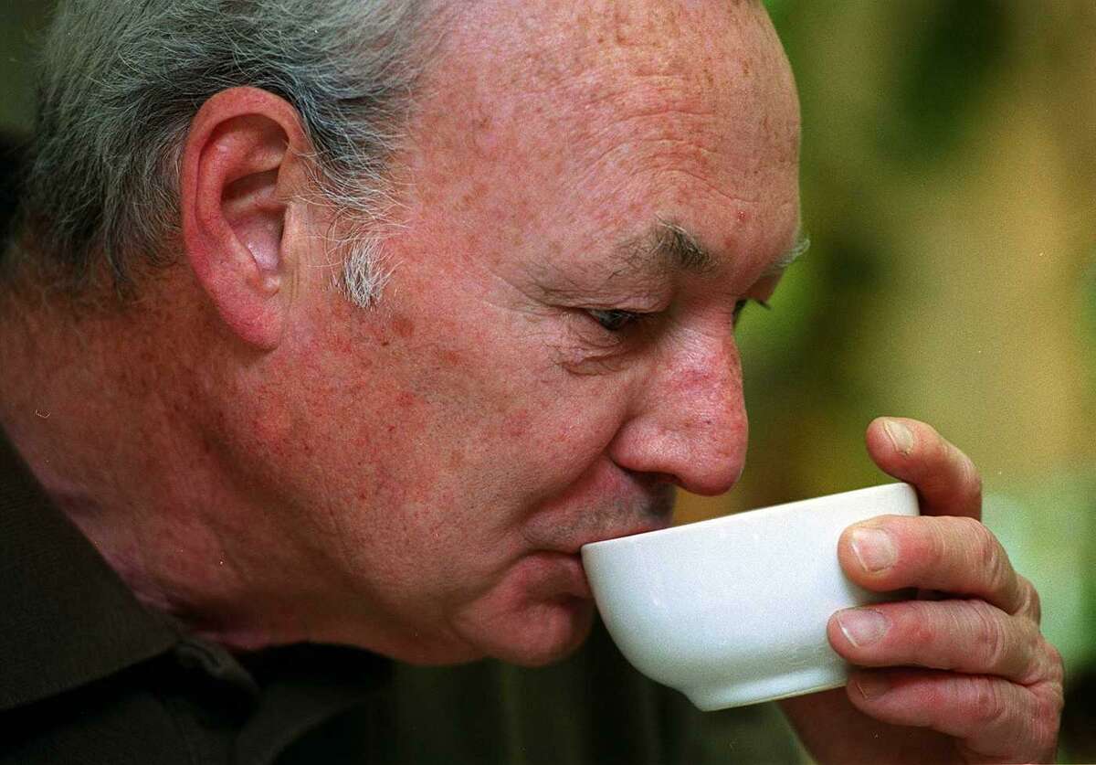 Jim Harron tastes tea at Simpson and Vail, an import company in Brookfield specializing in teas. He died last week at 85.