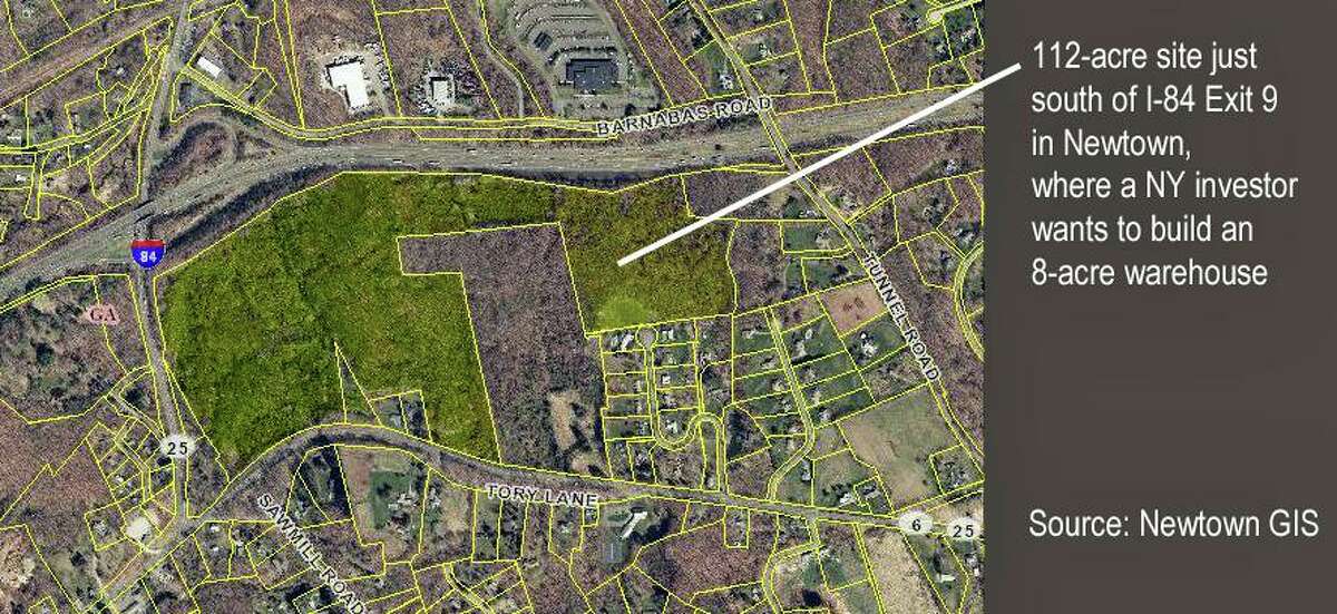 A Manhattan-based investor has proposed an 8-acre warehouse on 112 acres near I-84 Exit 9 in Newtown.