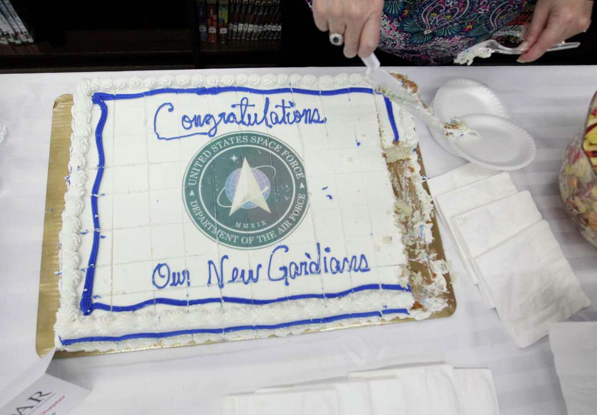 A cake is cut after the conversion ceremony turning the AFJROTC TX-20005 into the Space Force JROTC at Klein High School, Tuesday, Jan., in Klein. Klein High’s AFJROTC is one of 10 schools across the nation, and the only unit from the state of Texas chosen to spearhead this conversion to the new branch of the armed services. “It is definitely an honor to be chosen to be one of 10 inaugural Space Force JROTC units,” said Lt. Colonel Timothy Lambert, Senior Aerospace Science Instructor. U.S. Space Command is the Unified Combatant Command responsible for conducting operations in, from, and to space to deter conflict, and if necessary, defeat aggression, deliver space combat power for the Joint/Combined force, and defend U.S. vital interests with allies and partners.